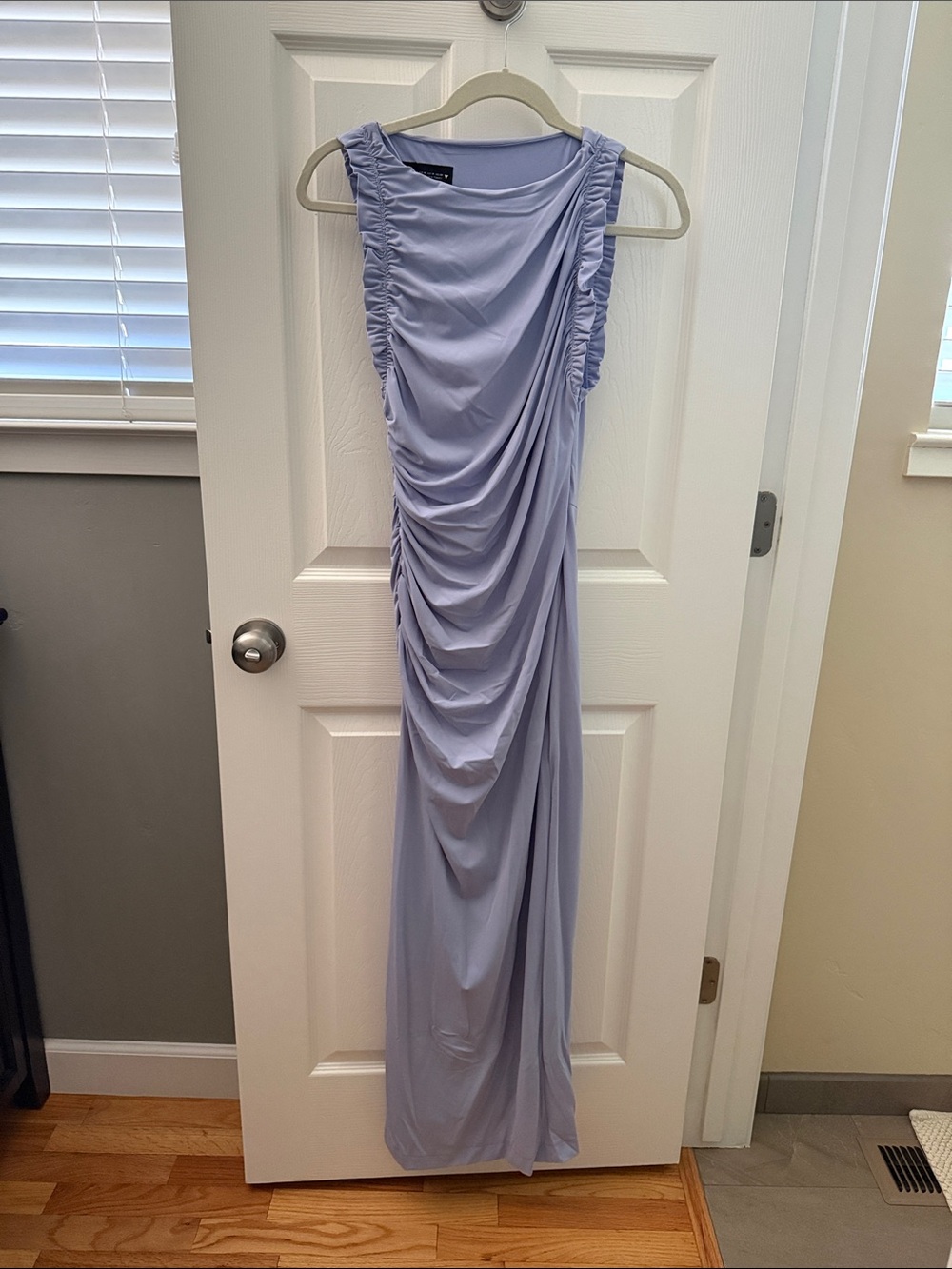 Zara Lilac Sleeveless Ruched Maxi Dress